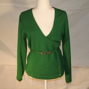 Vintage 70's wool sweater with belt, small